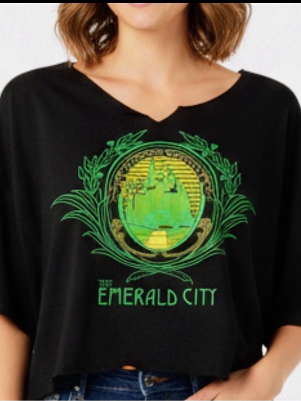 Wizard of Oz Emerald City Graphic Crop Tee -